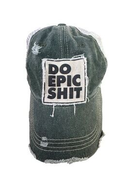 Do Epic Shit Distressed Trucker Hat - Olive Green worn once Headmost